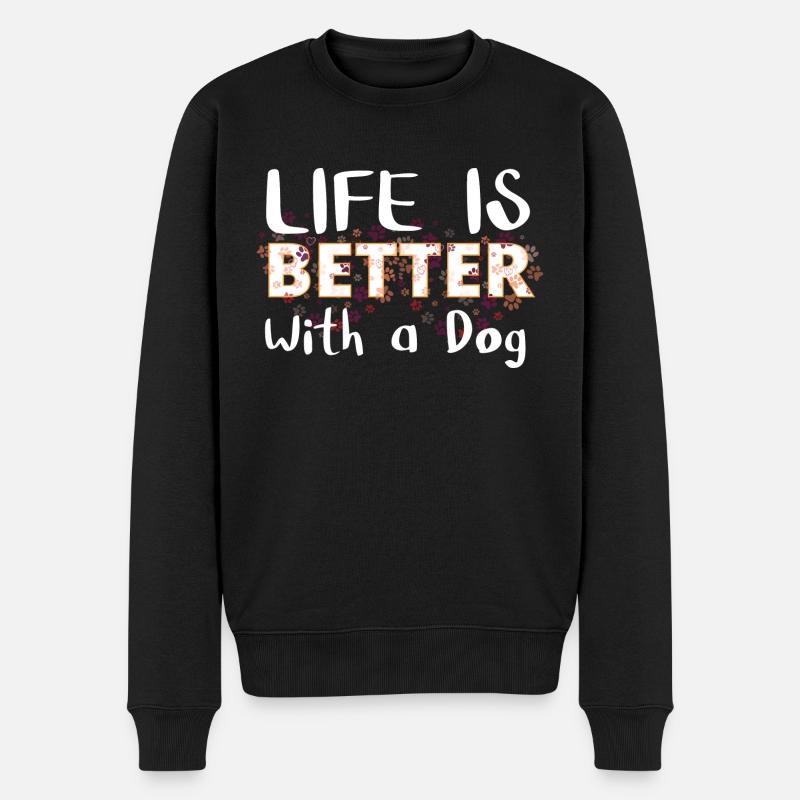 With my dog - Pull Premium bio Homme - noir