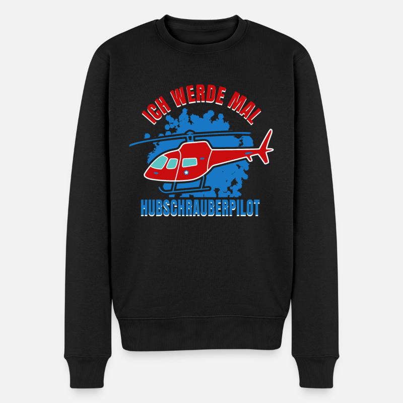 Hubschrauber Helikopter Hubschrauberpilot - Männer Premium Bio Pullover - Schwarz