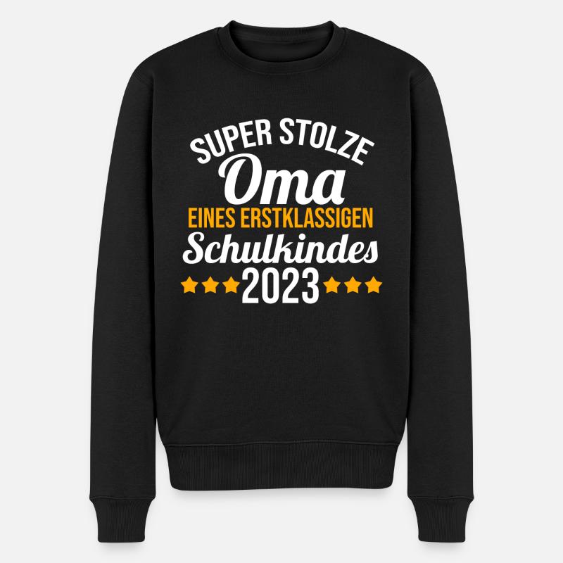 Stolze Oma eines Schulkind 2023 Einschulung - Männer Premium Bio Pullover - Schwarz