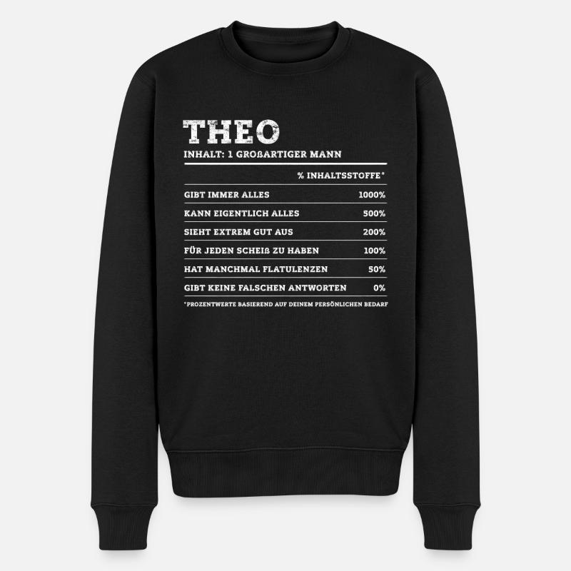 Theo Großer Mann Prénom - Pull Premium bio Homme - noir