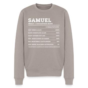 Samuel Großer Mann First Name - Men's Premium Organic Jumper - taupe - Front - Nico (187cm)