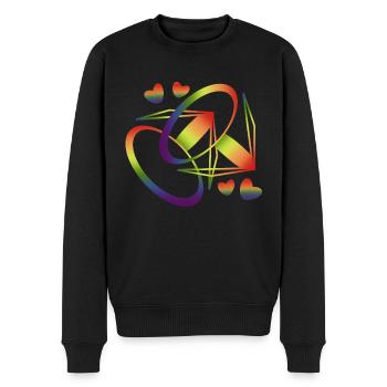 Gay Rainbow Stylized Lgbtq Pride Outfit - Men's Premium Organic Jumper - black - Front - Nico (187cm)