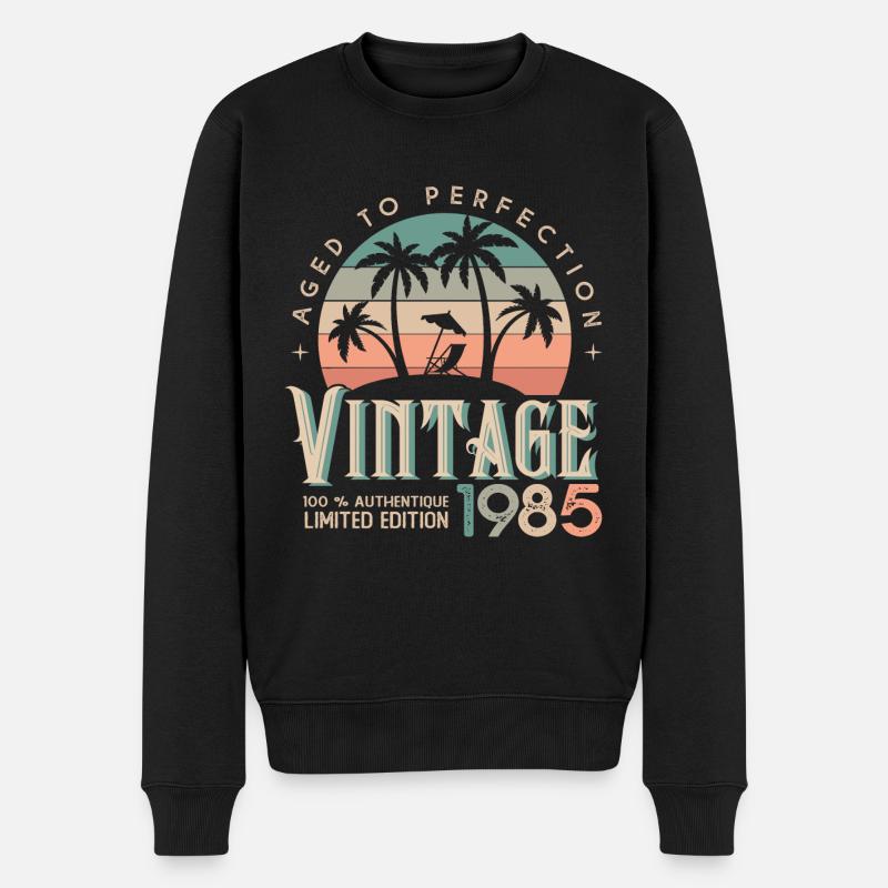 1985 Geburtstagsgeschenk Geboren 1985 - Männer Premium Bio Pullover - Schwarz