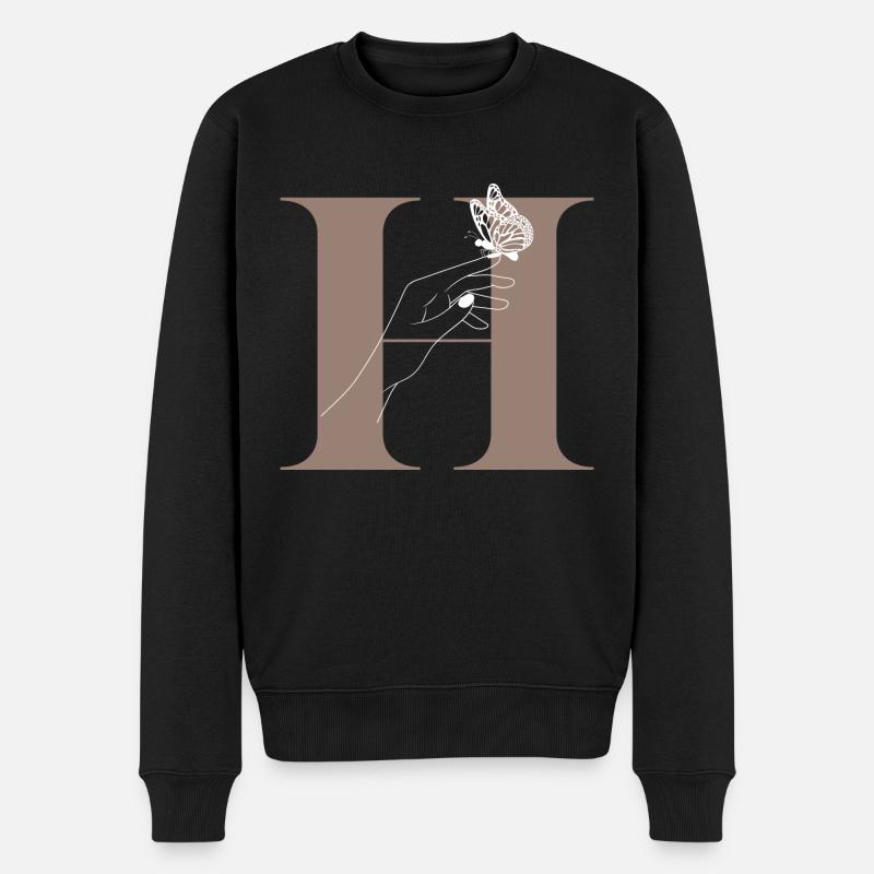 lettre h papillon magique - Pull Premium bio Homme - noir