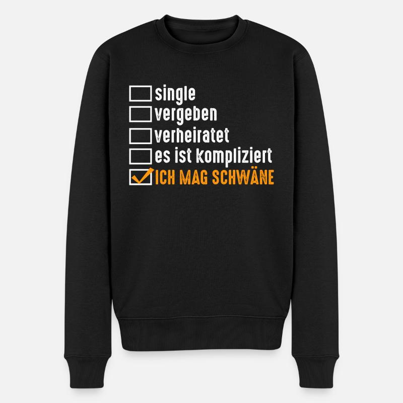 Schwan - Männer Premium Bio Pullover - Schwarz
