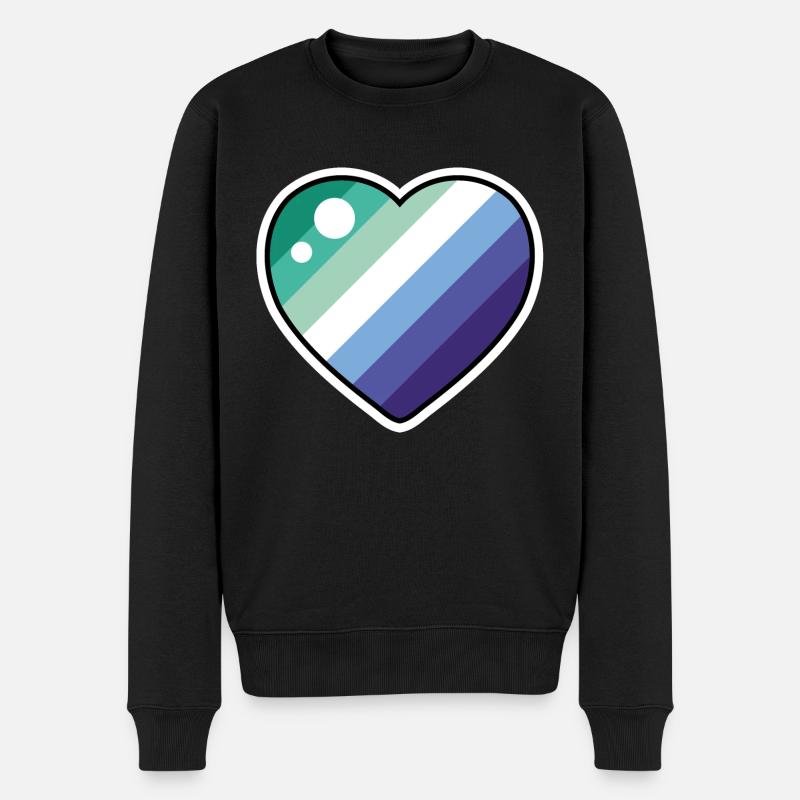 Cœur (drapeau gay) - Pull Premium bio Homme - noir