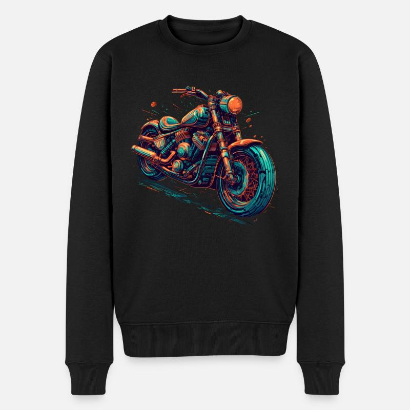 Moto style Synthwave - Pull Premium bio Homme - noir