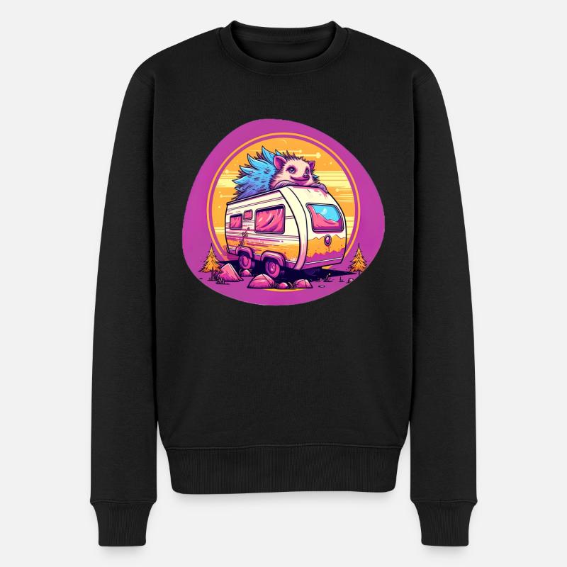 Hérisson sur caravane camping - Pull Premium bio Homme - noir