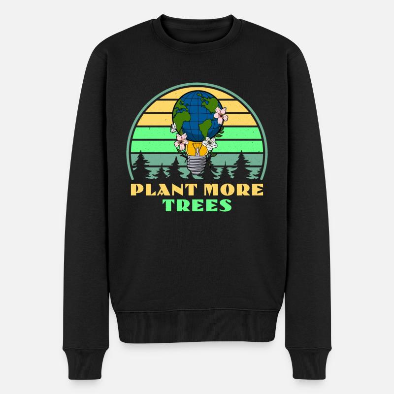Plant more trees Umweltschutz Wald Berge Erde - Männer Premium Bio Pullover - Schwarz