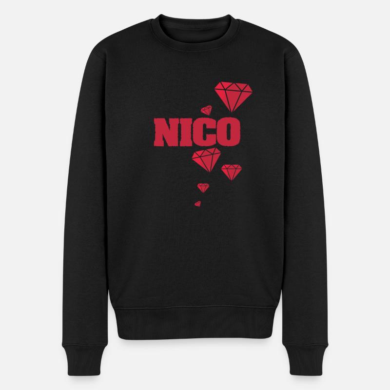 Geschenk für Nico - Männer Premium Bio Pullover - Schwarz