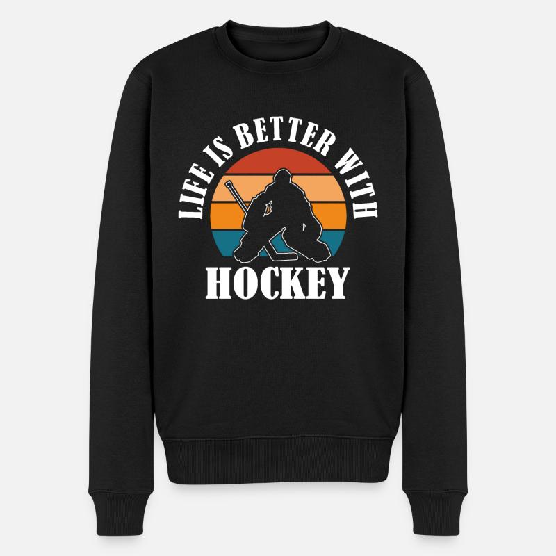 Hockey - Männer Premium Bio Pullover - Schwarz