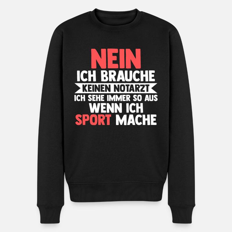 Sportmuffel Morgenmuffel Lustige Sprüche - Männer Premium Bio Pullover - Schwarz