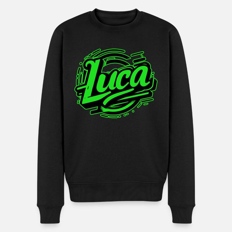 Luca Nom Graffiti vert - Pull Premium bio Homme - noir