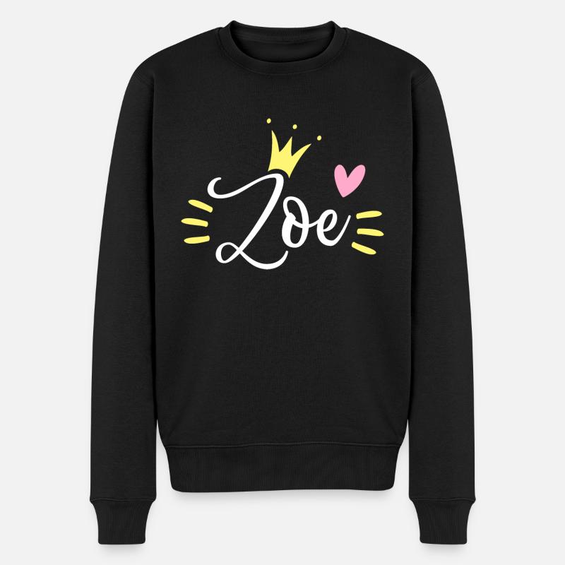 Zoe Name Krone - Männer Premium Bio Pullover - Schwarz