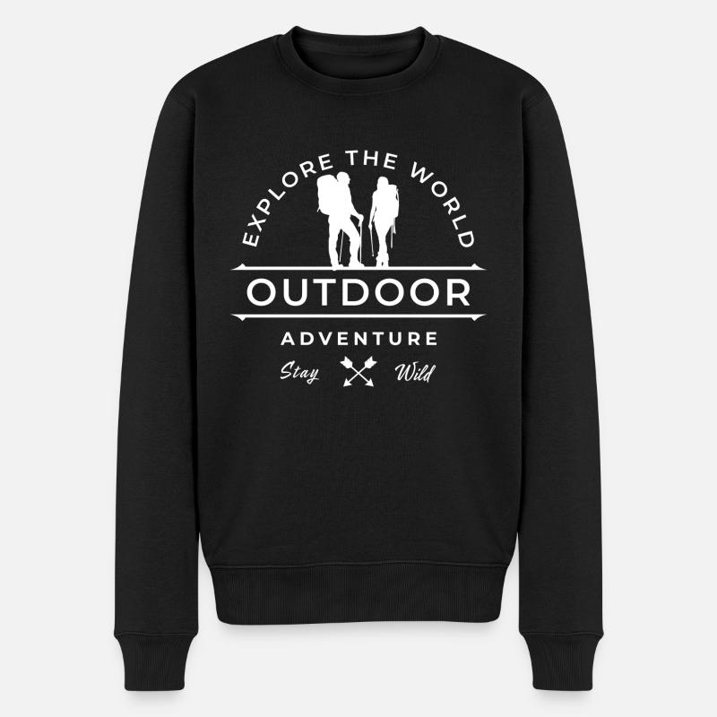 Wanderausflug Outdoor Abenteuerurlaub - Männer Premium Bio Pullover - Schwarz