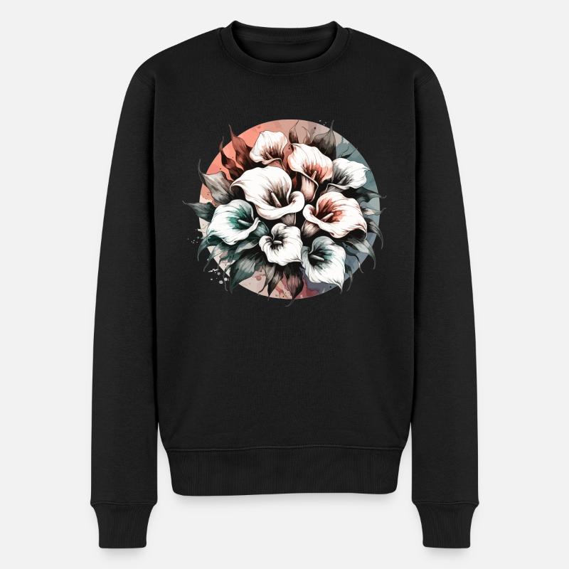 Lys Calla dessinés - Pull Premium bio Homme - noir