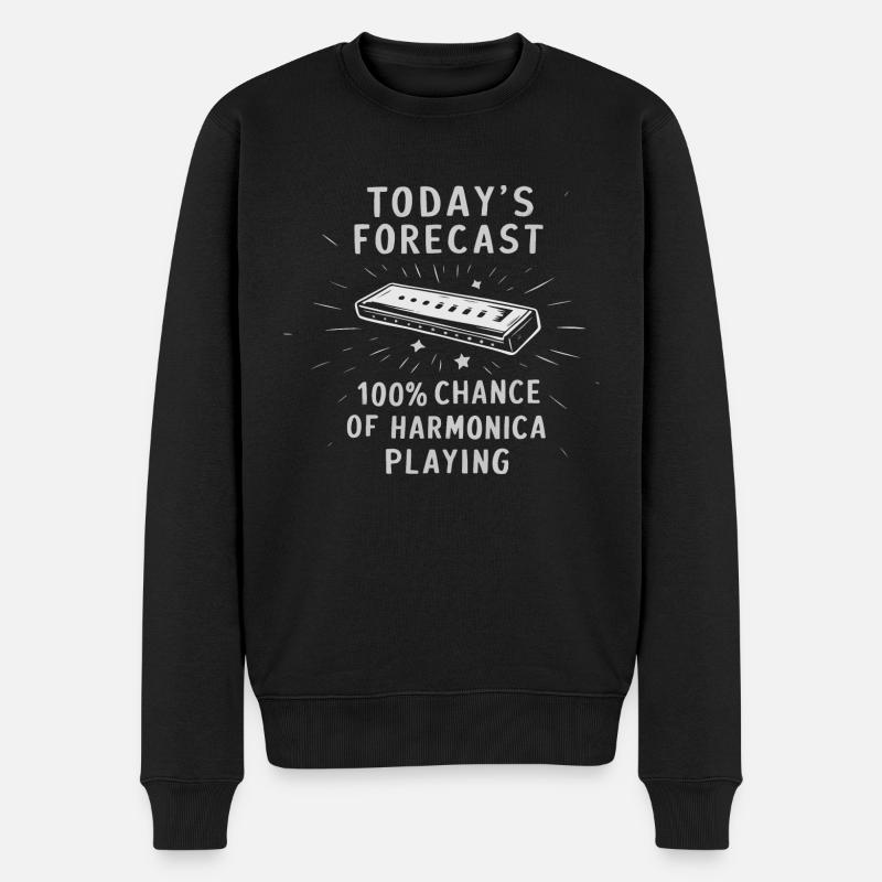 Harmonica Playing Gift - Men's Premium Organic Jumper - black