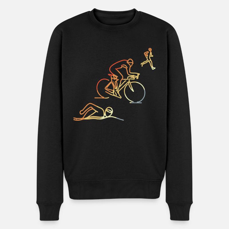 Triathlon im Retro Stil - Männer Premium Bio Pullover - Schwarz