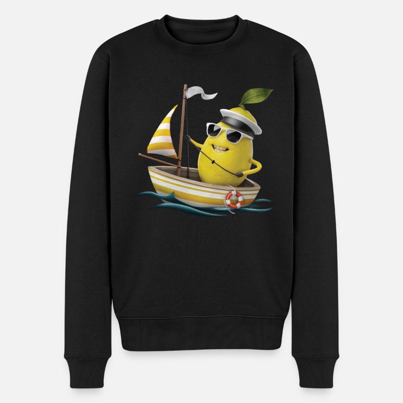 Obst Zitrone Bootfahren Geschenk - Männer Premium Bio Pullover - Schwarz