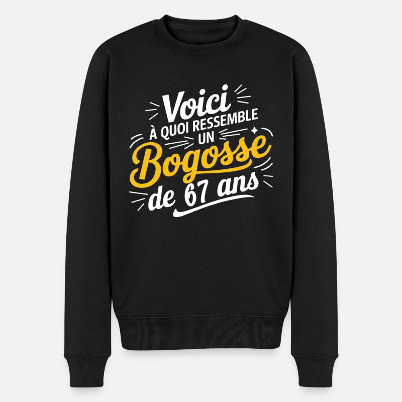 67-jähriger Bogosse - Männer Premium Bio Pullover - Schwarz