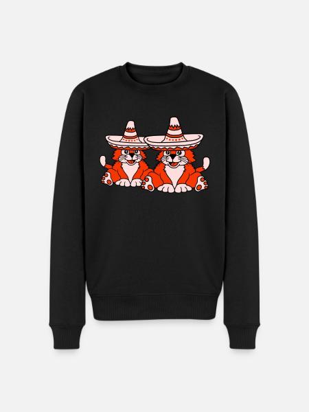 2 Sombrero Hat Katter Mexikansk kultur Vänner - Ekologisk premiumtröja herr - svart