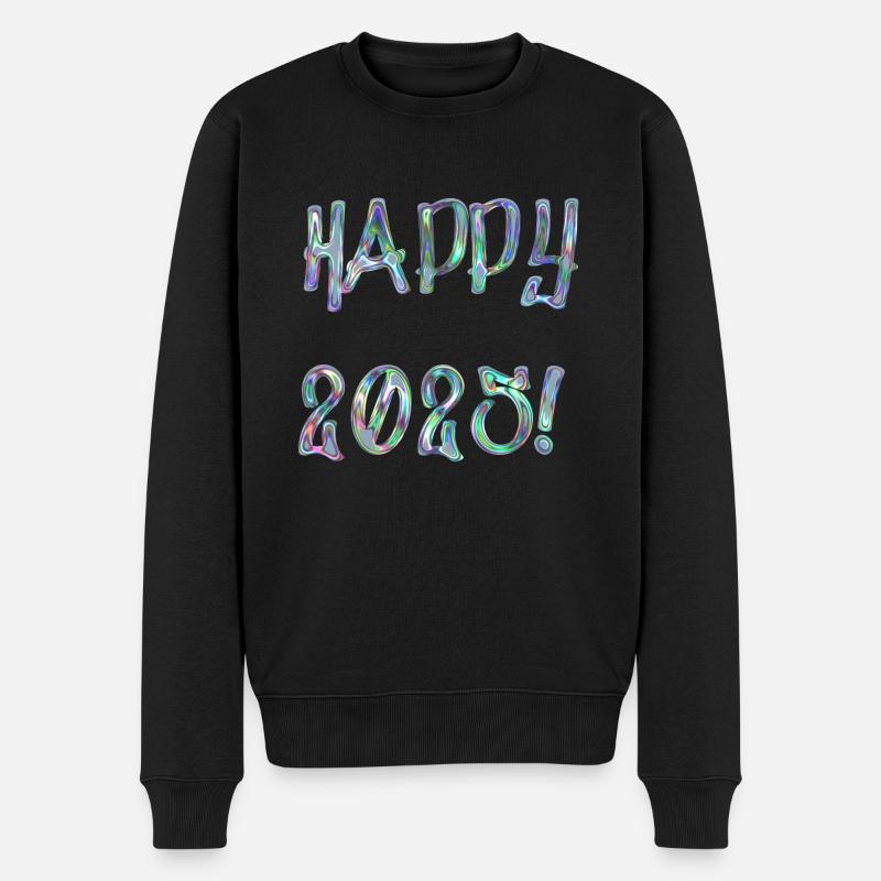 Frohes 2025 - Männer Premium Bio Pullover - Schwarz