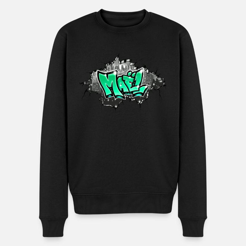 Mael Graffiti Name - Pull Premium bio Homme - noir