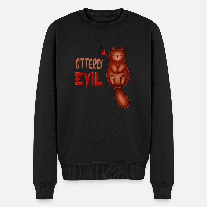 Otterly Evil Otter Pun - Männer Premium Bio Pullover - Schwarz