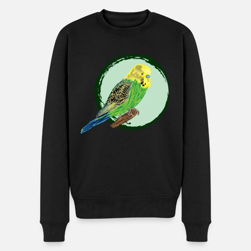 Gelber Wellensittich / Yellow Budgie II - Männer Premium Bio Pullover - Schwarz