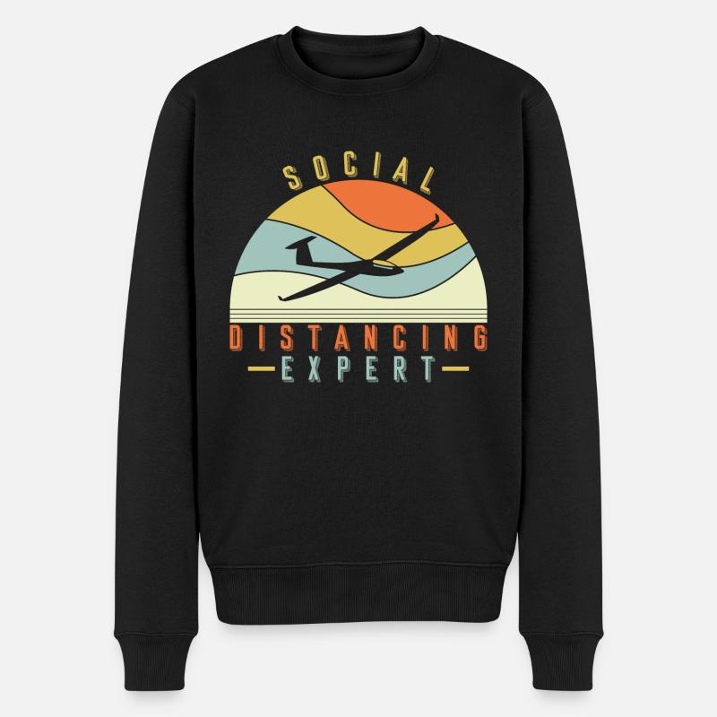 Social Distancing Experte Segelflugzeug - Männer Premium Bio Pullover - Schwarz