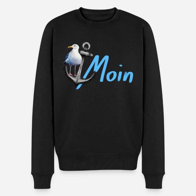 Möwe - Männer Premium Bio Pullover - Schwarz