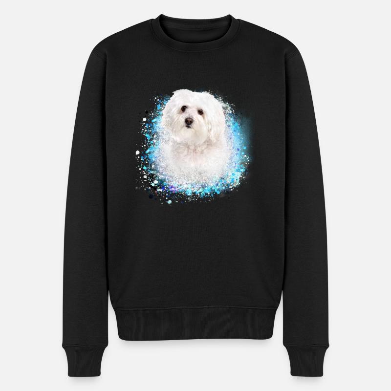 bologneser,malteser,graffiti,malerei - Männer Premium Bio Pullover - Schwarz
