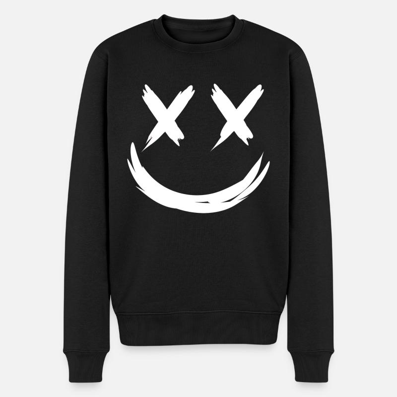 Smile mit gekreuzten Augen - Männer Premium Bio Pullover - Schwarz