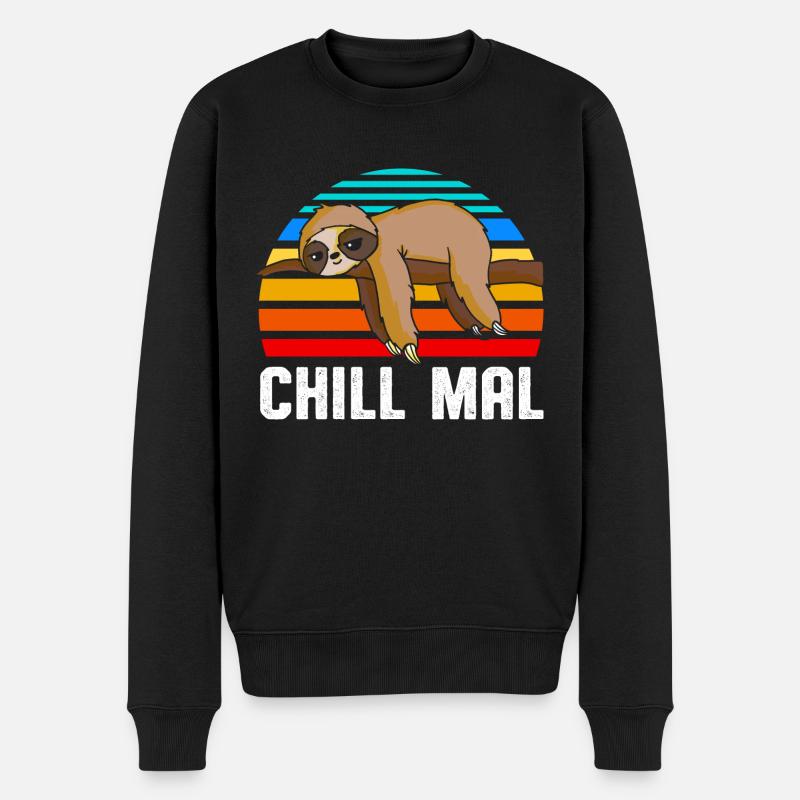 Chill mal Faultier - Männer Premium Bio Pullover - Schwarz