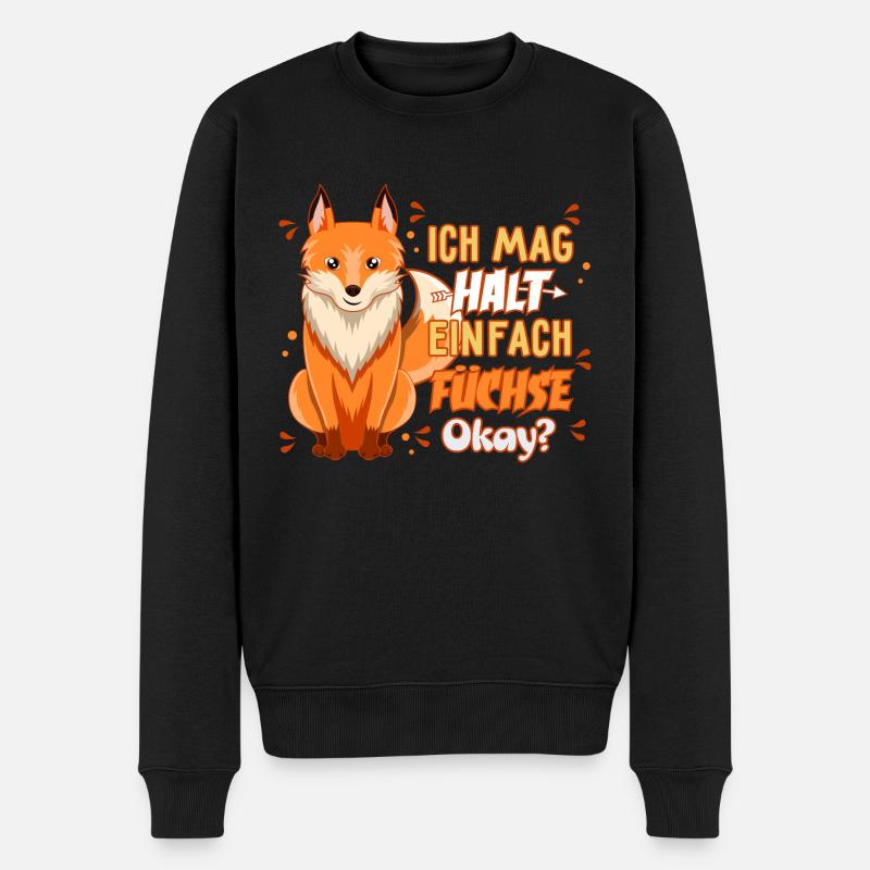 Füchse - Fuchs Geschenk . Du liebst Füchse - Männer Premium Bio Pullover - Schwarz