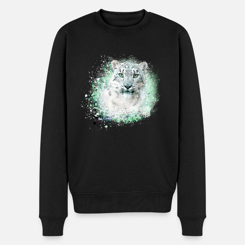 sne leopard, kat, leopard, graffiti, wildcat - Økologisk premium-sweatshirt til mænd - sort