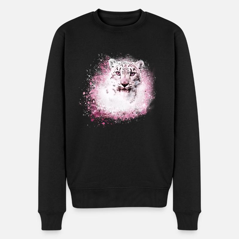schneeleopard,katze,leopard,weiß,wildkatze - Männer Premium Bio Pullover - Schwarz
