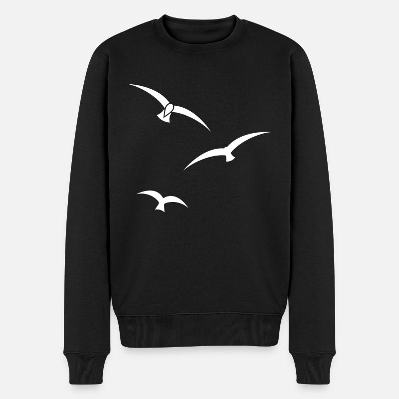 Drei Vögel Silhouette - Männer Premium Bio Pullover - Schwarz