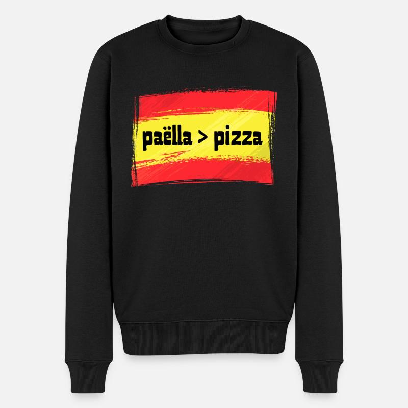 Drapeau Espagnol Espagne Paella supérieur à Pizza - Pull Premium bio Homme - noir