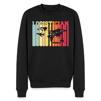 Logistician Logistics Silhouettes - Men's Premium Organic Jumper - black - Front - Nico (187cm)