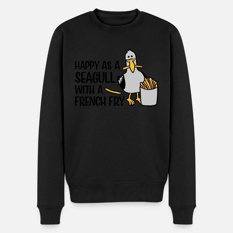 Happy as a Seagull - Männer Premium Bio Pullover - Schwarz