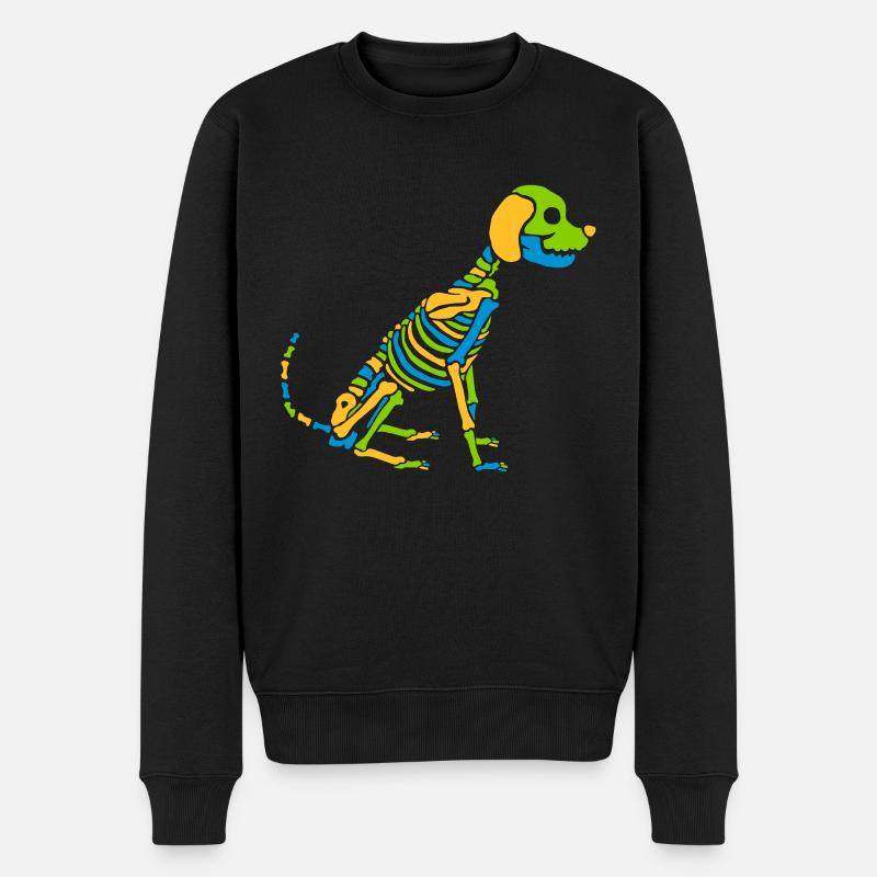 Bunter Skelett Hund Halloween - Männer Premium Bio Pullover - Schwarz