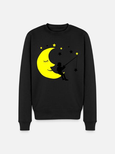 Kind angelt Sterne - Männer Premium Bio Pullover - Schwarz