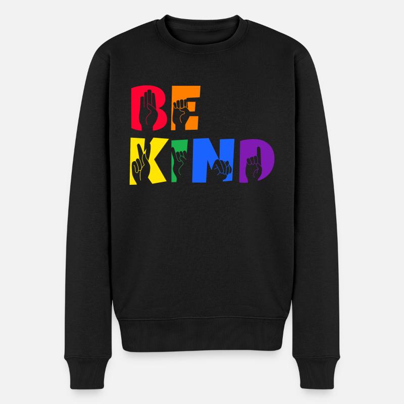 Be Kind Deaf Pride - Männer Premium Bio Pullover - Schwarz