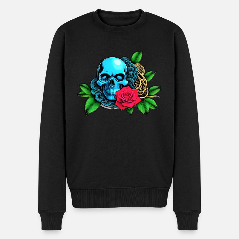Skulls 'n' Roses - Crâne Bleu - Pull Premium bio Homme - noir