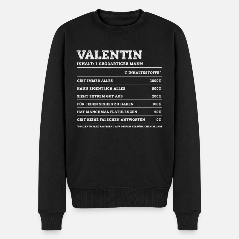 Valentin Großer Mann Prénom - Pull Premium bio Homme - noir