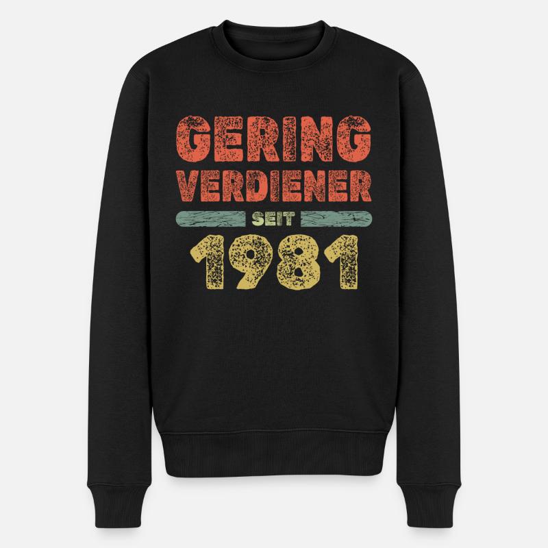 Spruch 1981 - Männer Premium Bio Pullover - Schwarz