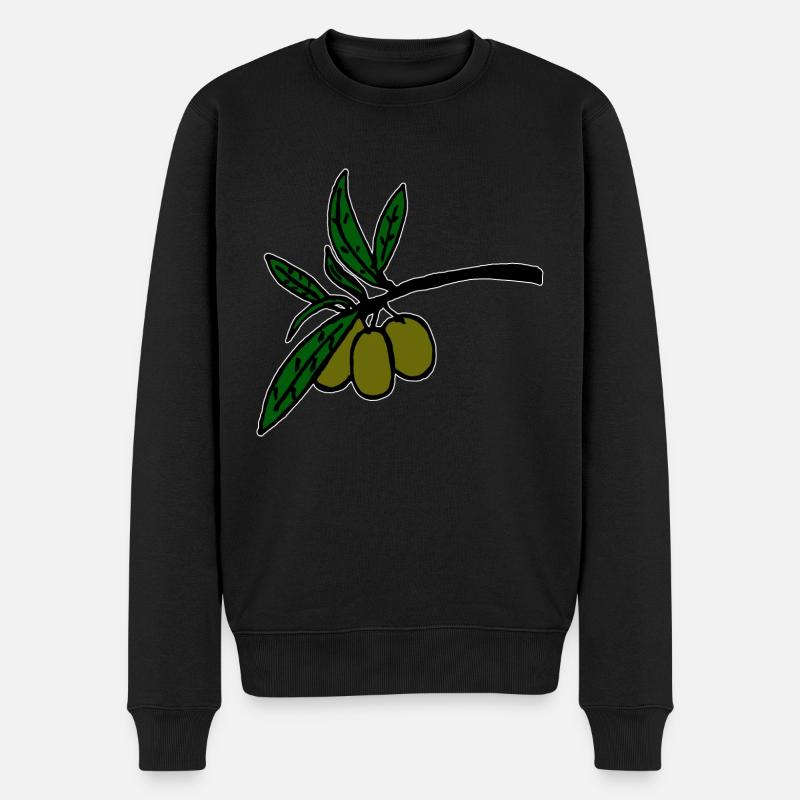 Olivenzweig - Männer Premium Bio Pullover - Schwarz