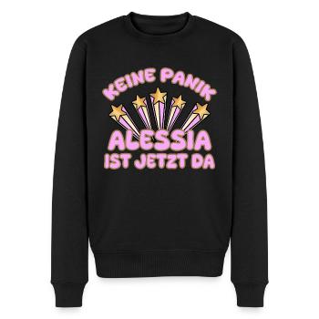 Alessia - Männer Premium Bio Pullover - Schwarz - Vorne - Nico (187cm)