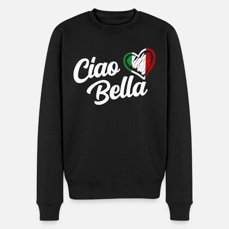 Damen Ciao Bella Italienisch Hallo schönes Geschenk - Männer Premium Bio Pullover - Schwarz